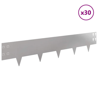Lawn Edging 30 pcs 100 x 20 cm Steel Silver