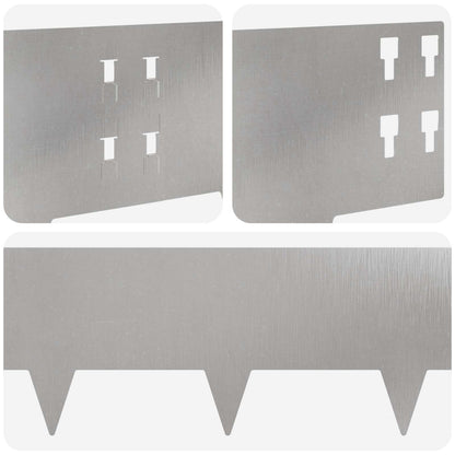 Lawn Edging 50 pcs 100 x 20 cm Steel Silver