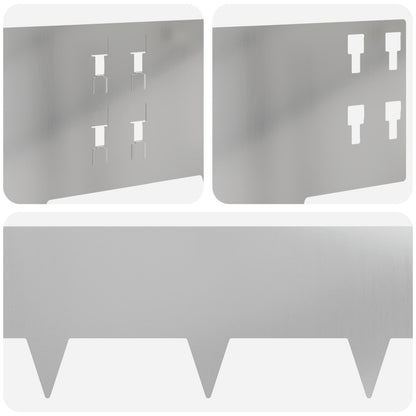Lawn Edging 10 pcs 100 x 20 cm Steel Silver