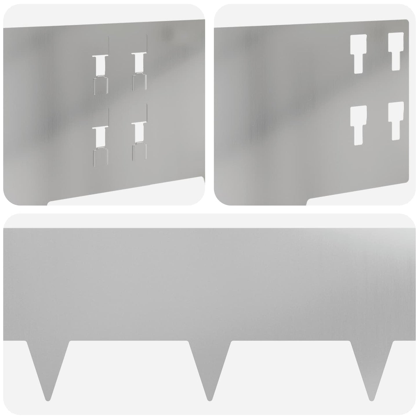 Lawn Edging 50 pcs 100 x 20 cm Steel Silver