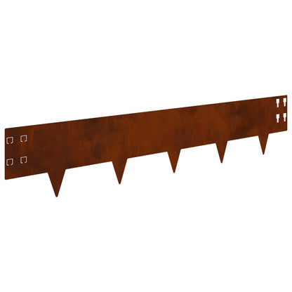 Lawn Edging 10 pcs 100 x 20 cm Steel Rusty