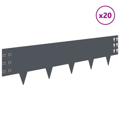 Lawn Edging 20 pcs 100 x 25 cm Steel Anthracite
