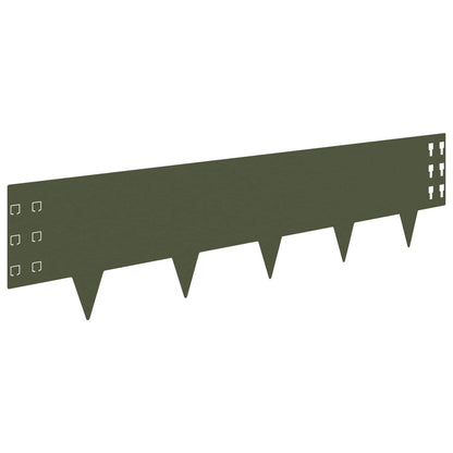 Lawn Edging 10 pcs 100 x 25 cm Steel Olive Green