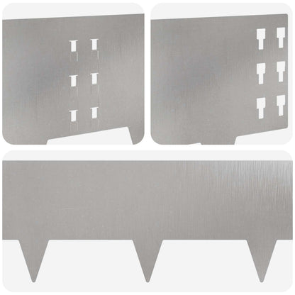 Lawn Edging 10 pcs 100 x 25 cm Steel Silver