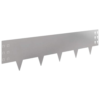Lawn Edging 10 pcs 100 x 25 cm Steel Silver