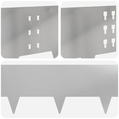 Lawn Edging 30 pcs 100 x 25 cm Steel Silver
