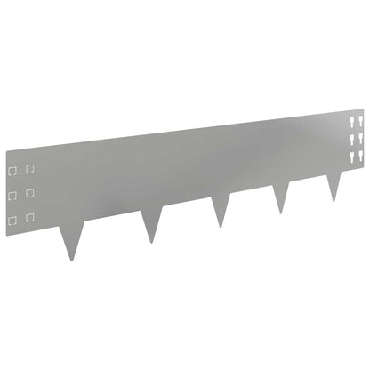 Lawn Edging 30 pcs 100 x 25 cm Steel Silver