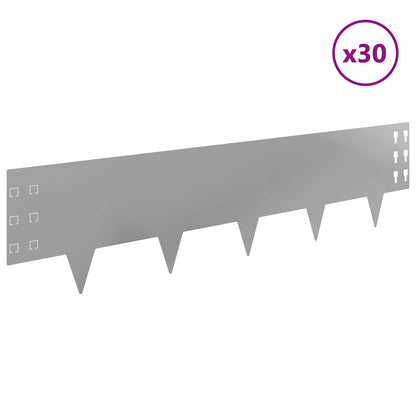 Lawn Edging 30 pcs 100 x 25 cm Steel Silver