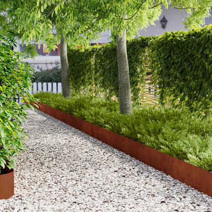 Lawn Edging 10 pcs 100 x 25 cm Steel Rusty