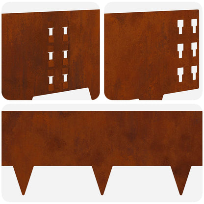 Lawn Edging 20 pcs 100 x 25 cm Steel Rusty