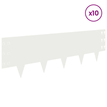 Lawn Edging 10 pcs 100 x 30 cm Steel White