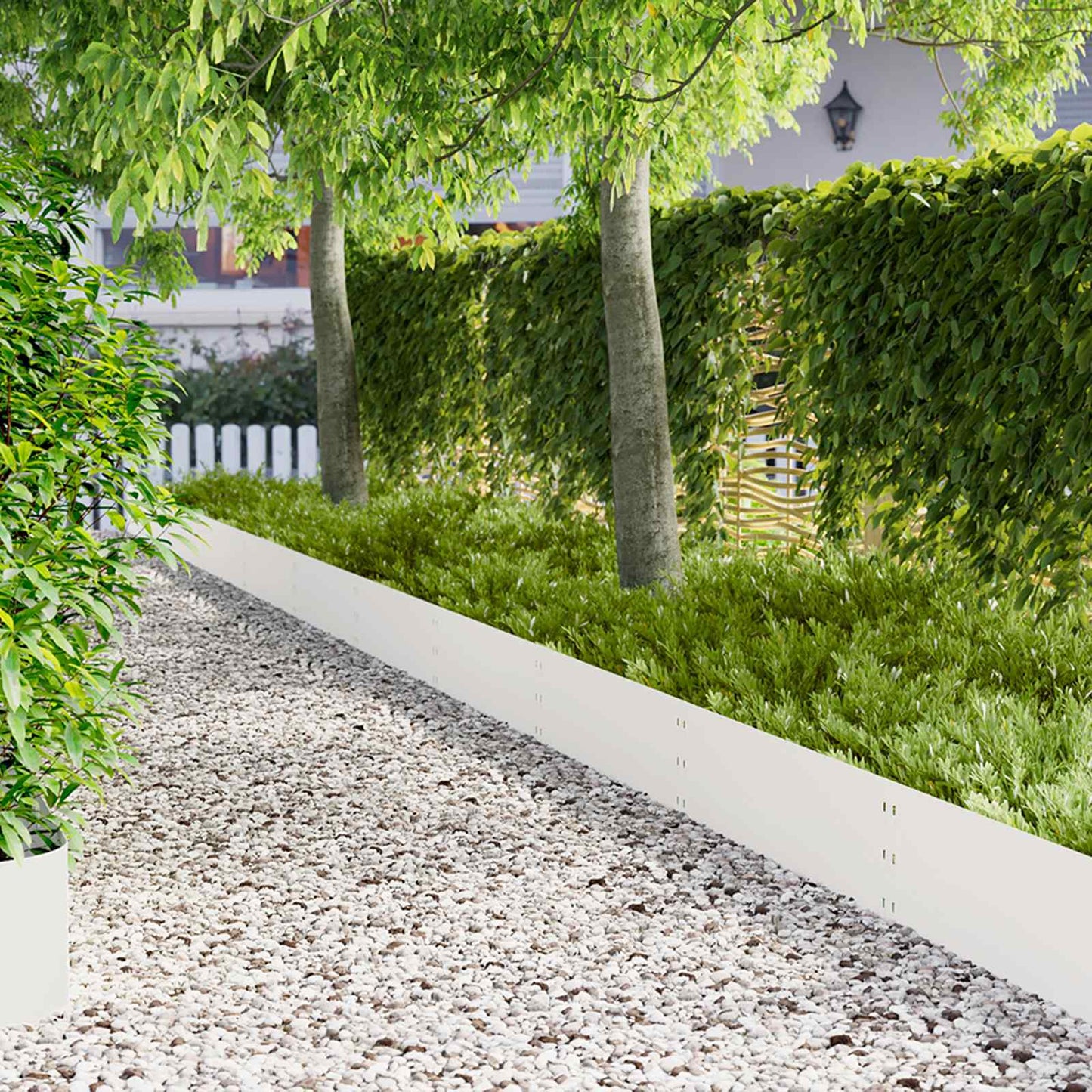 Lawn Edging 20 pcs 100 x 30 cm Steel White