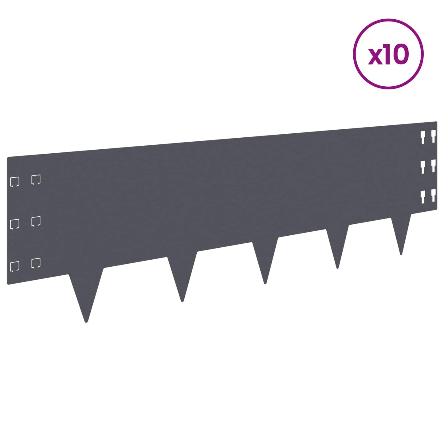 Lawn Edging 10 pcs 100 x 30 cm Steel Anthracite
