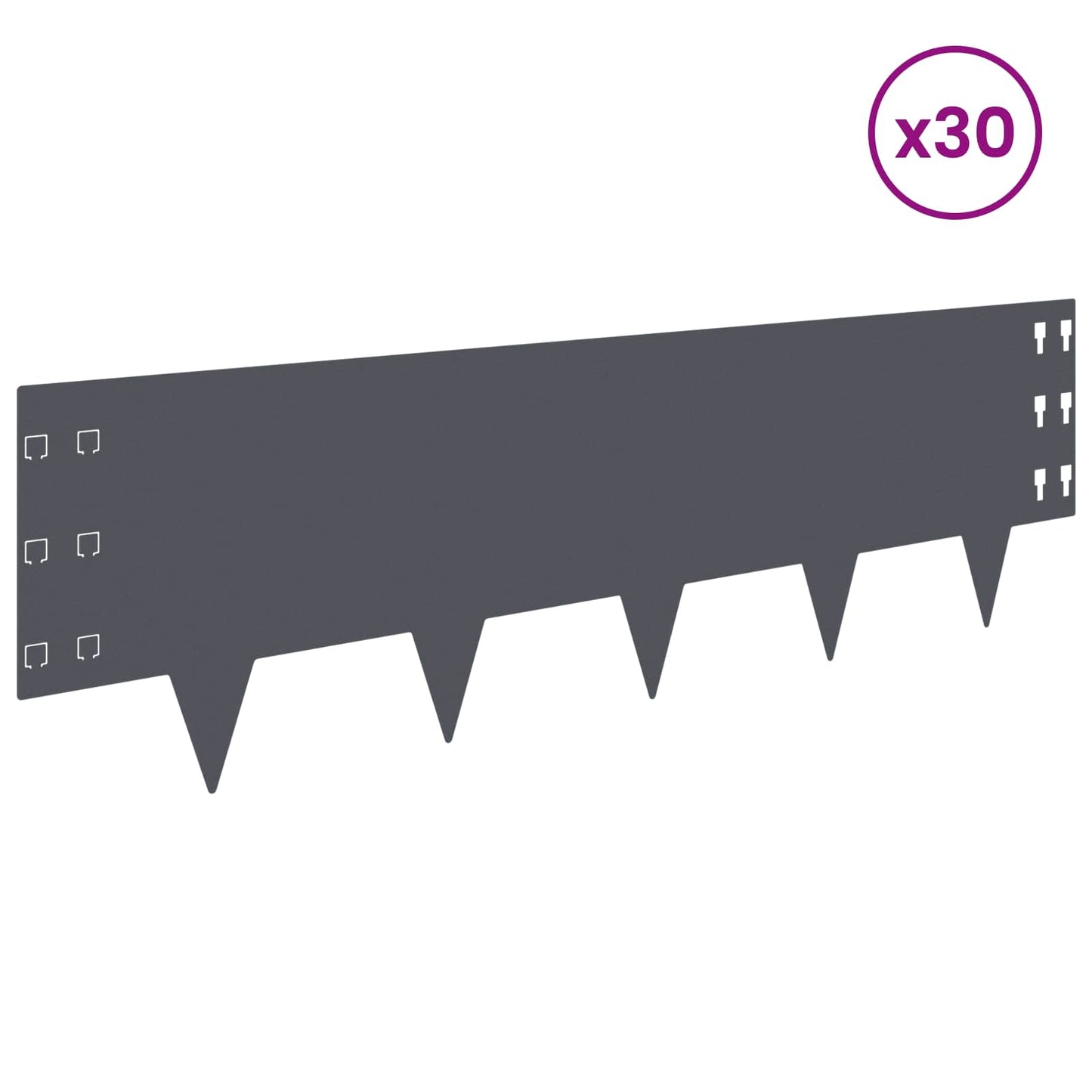 Lawn Edging 30 pcs 100 x 30 cm Steel Anthracite