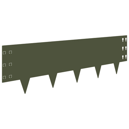 Lawn Edging 10 pcs 100 x 30 cm Steel Olive Green