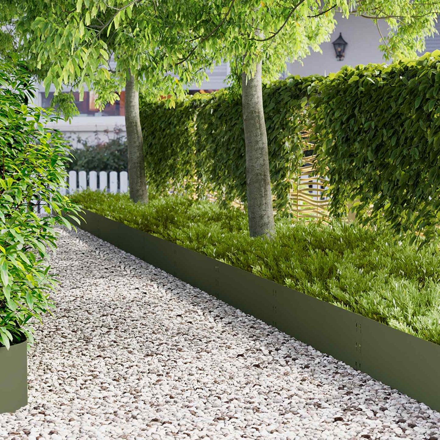 Lawn Edging 30 pcs 100 x 30 cm Steel Olive Green