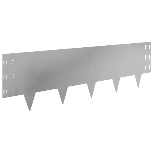Lawn Edging 10 pcs 100 x 30 cm Steel Silver