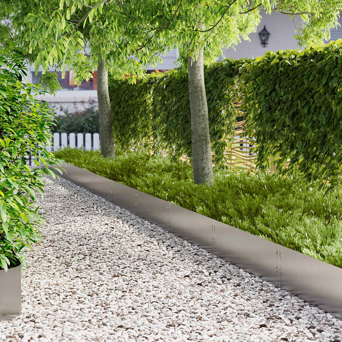 Lawn Edging 20 pcs 100 x 30 cm Steel Silver