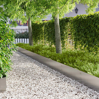 Lawn Edging 30 pcs 100 x 30 cm Steel Silver