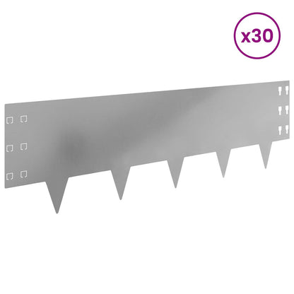 Lawn Edging 30 pcs 100 x 30 cm Steel Silver