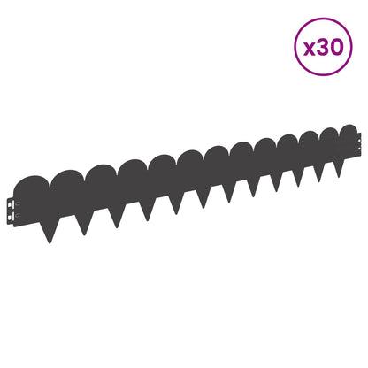 Lawn Edging 30 pcs 103 x 15 cm Steel Black