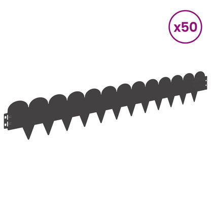 Lawn Edging 50 pcs 103 x 15 cm Steel Black