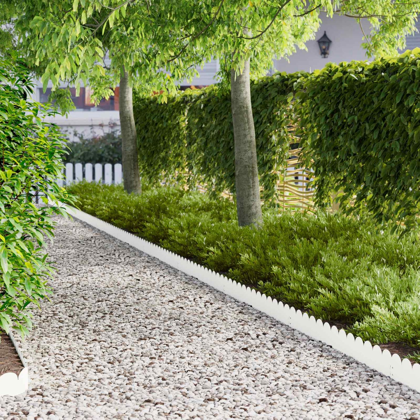 Lawn Edging 10 pcs 103 x 15 cm Steel White