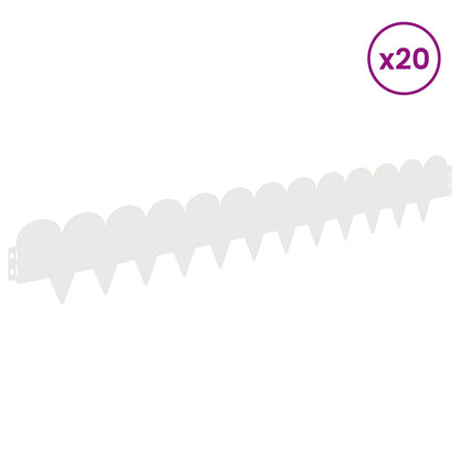 Lawn Edging 20 pcs 103 x 15 cm Steel White