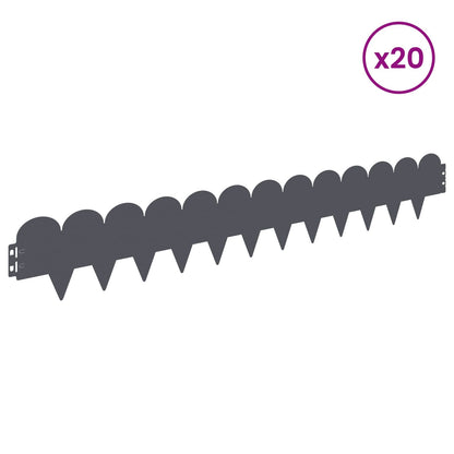 Lawn Edging 20 pcs 103 x 15 cm Steel Anthracite
