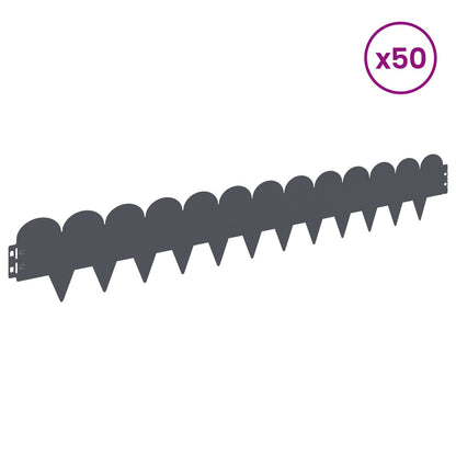 Lawn Edging 50 pcs 103 x 15 cm Steel Anthracite