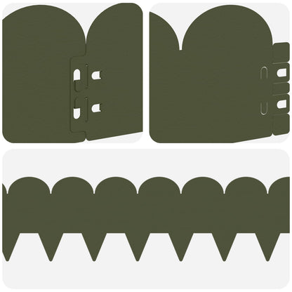 Lawn Edging 10 pcs 103 x 15 cm Steel Olive Green