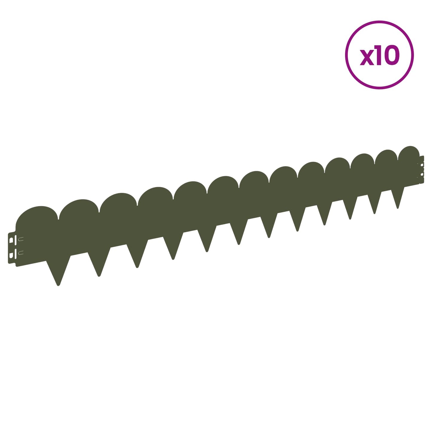 Lawn Edging 10 pcs 103 x 15 cm Steel Olive Green