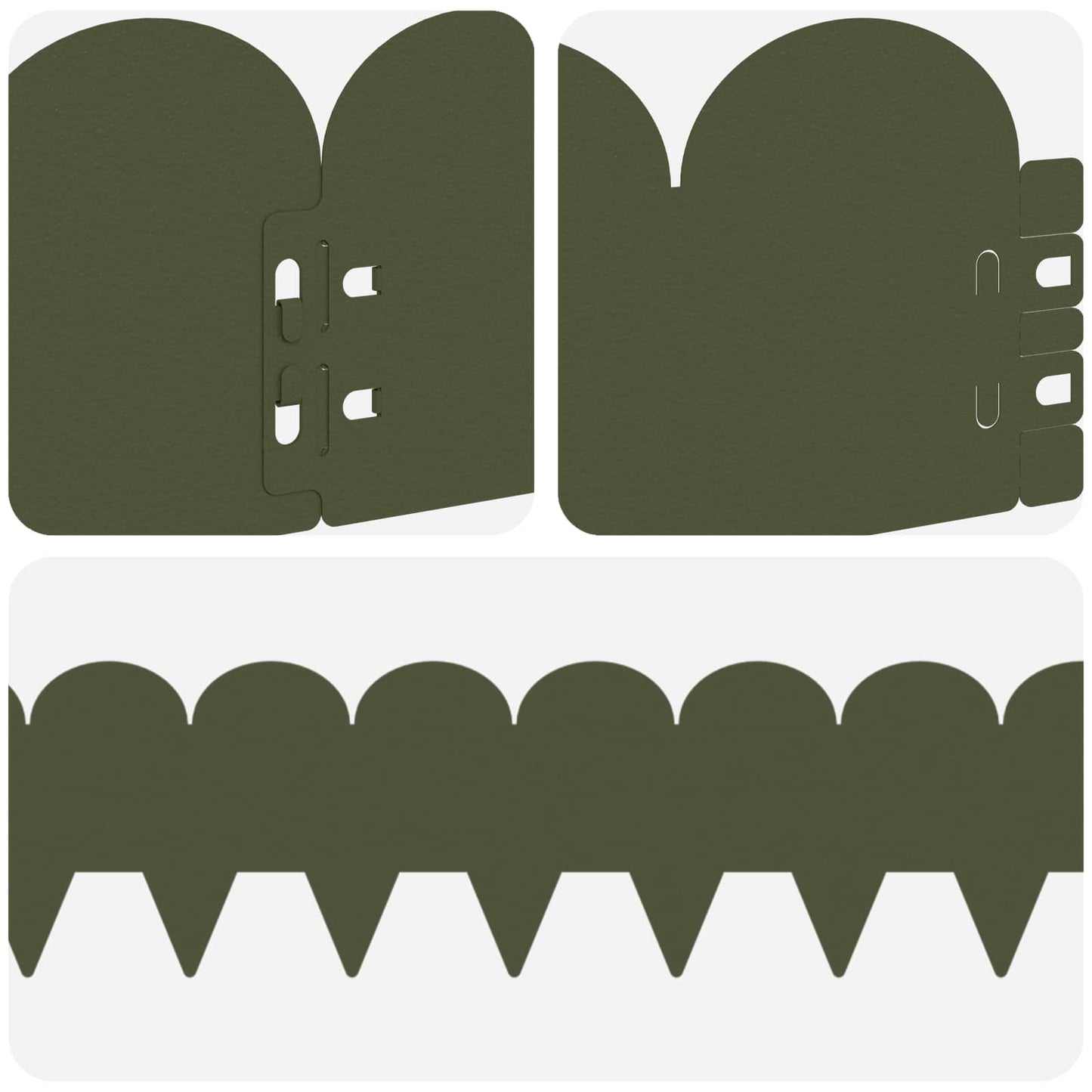 Lawn Edging 20 pcs 103 x 15 cm Steel Olive Green