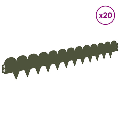 Lawn Edging 20 pcs 103 x 15 cm Steel Olive Green