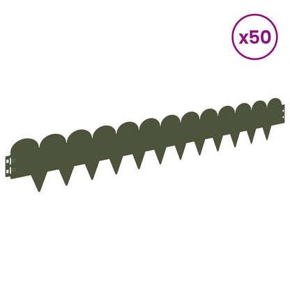 Lawn Edging 50 pcs 103 x 15 cm Steel Olive Green