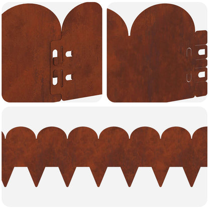 Lawn Edging 10 pcs 103 x 15 cm Steel Rusty