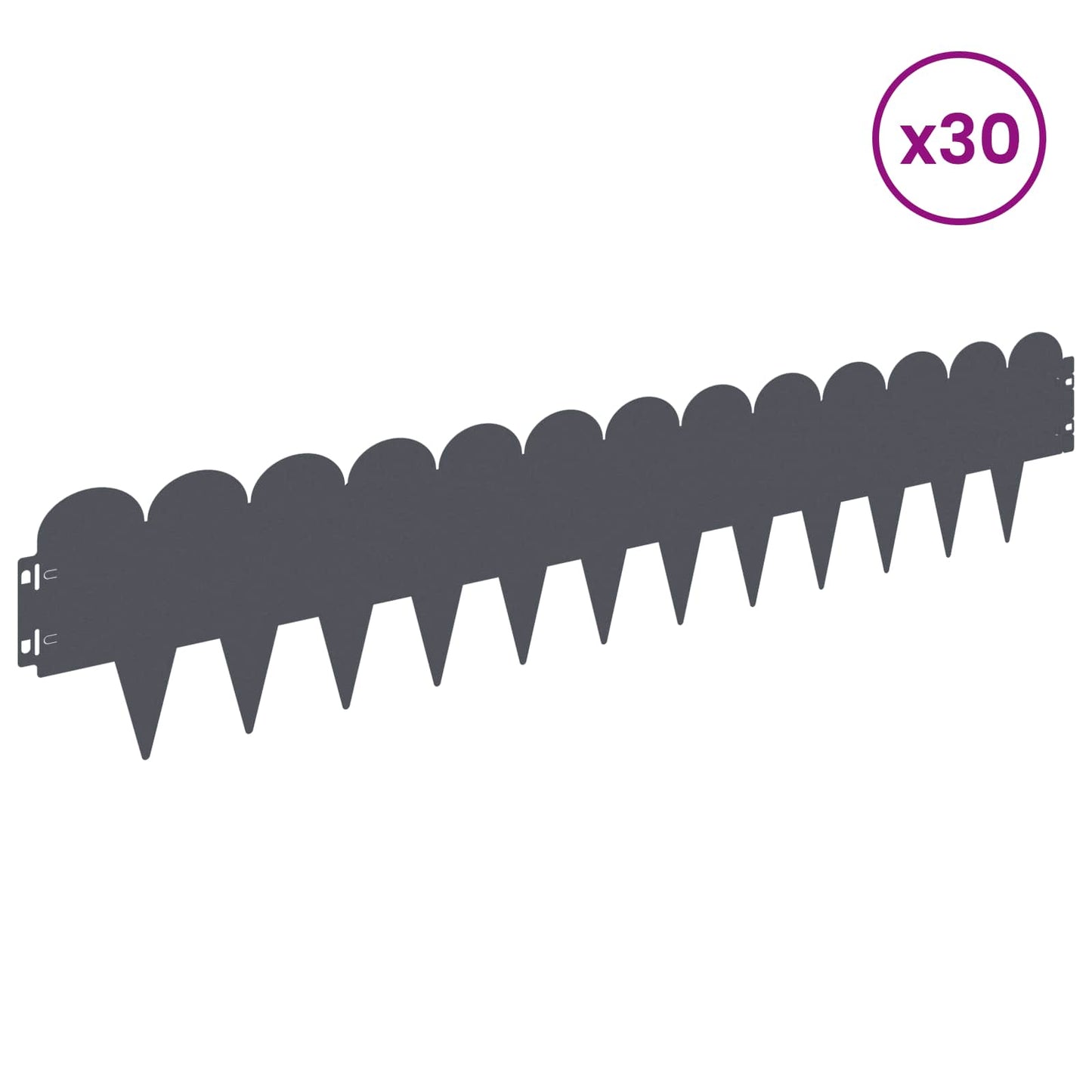 Lawn Edging 30 pcs 103 x 20 cm Steel Anthracite