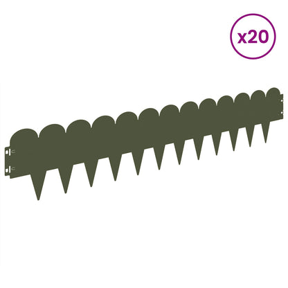 Lawn Edging 20 pcs 103 x 20 cm Steel Olive Green