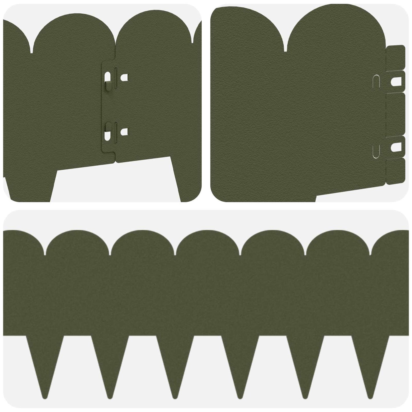 Lawn Edging 30 pcs 103 x 20 cm Steel Olive Green