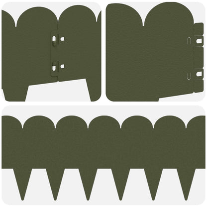 Lawn Edging 30 pcs 103 x 20 cm Steel Olive Green