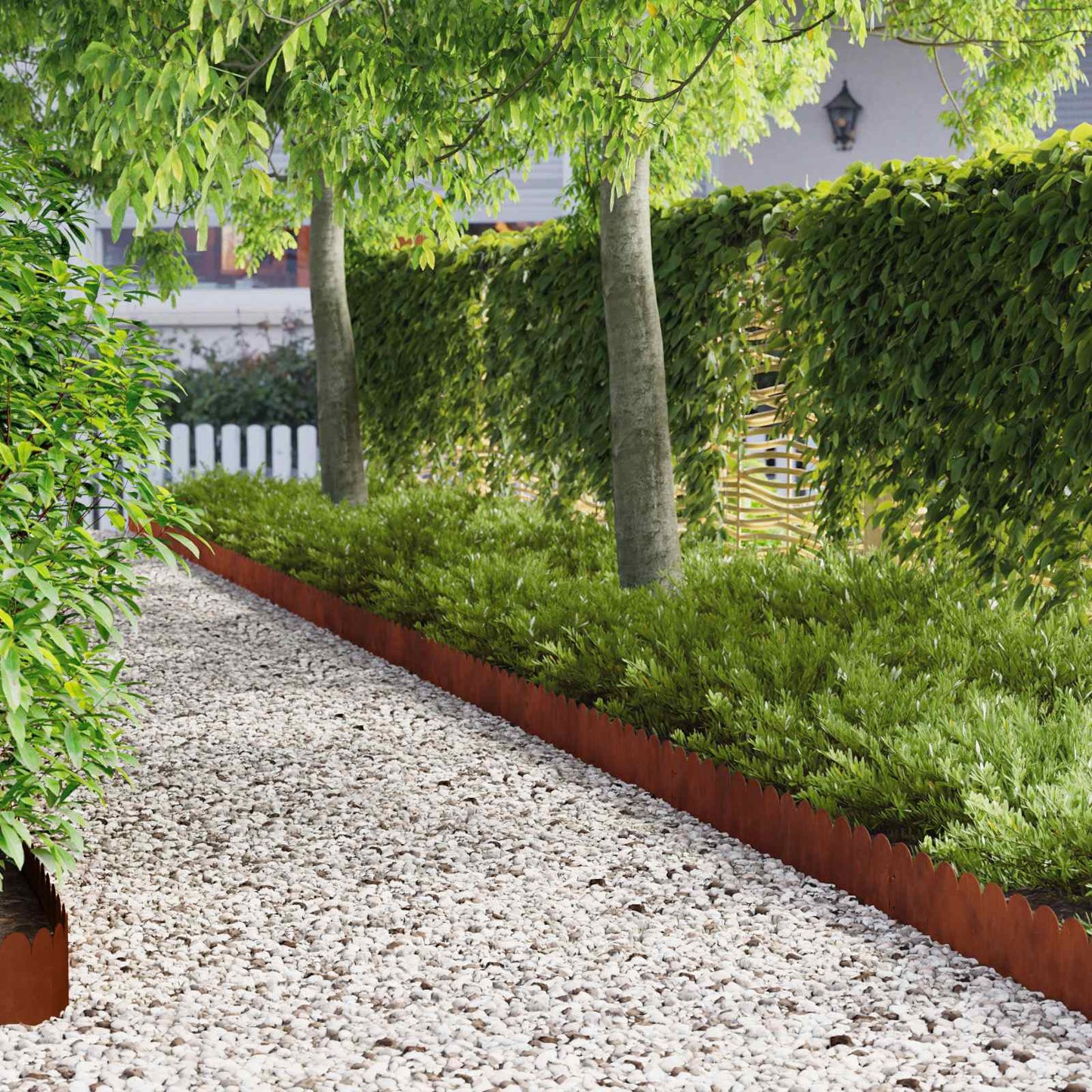Lawn Edging 10 pcs 103 x 20 cm Steel Rusty