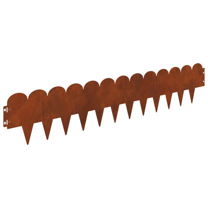 Lawn Edging 10 pcs 103 x 20 cm Steel Rusty