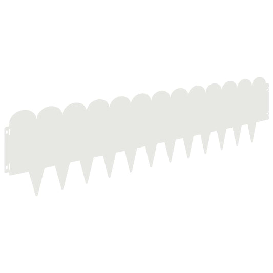 Lawn Edging 10 pcs 103 x 25 cm Steel White