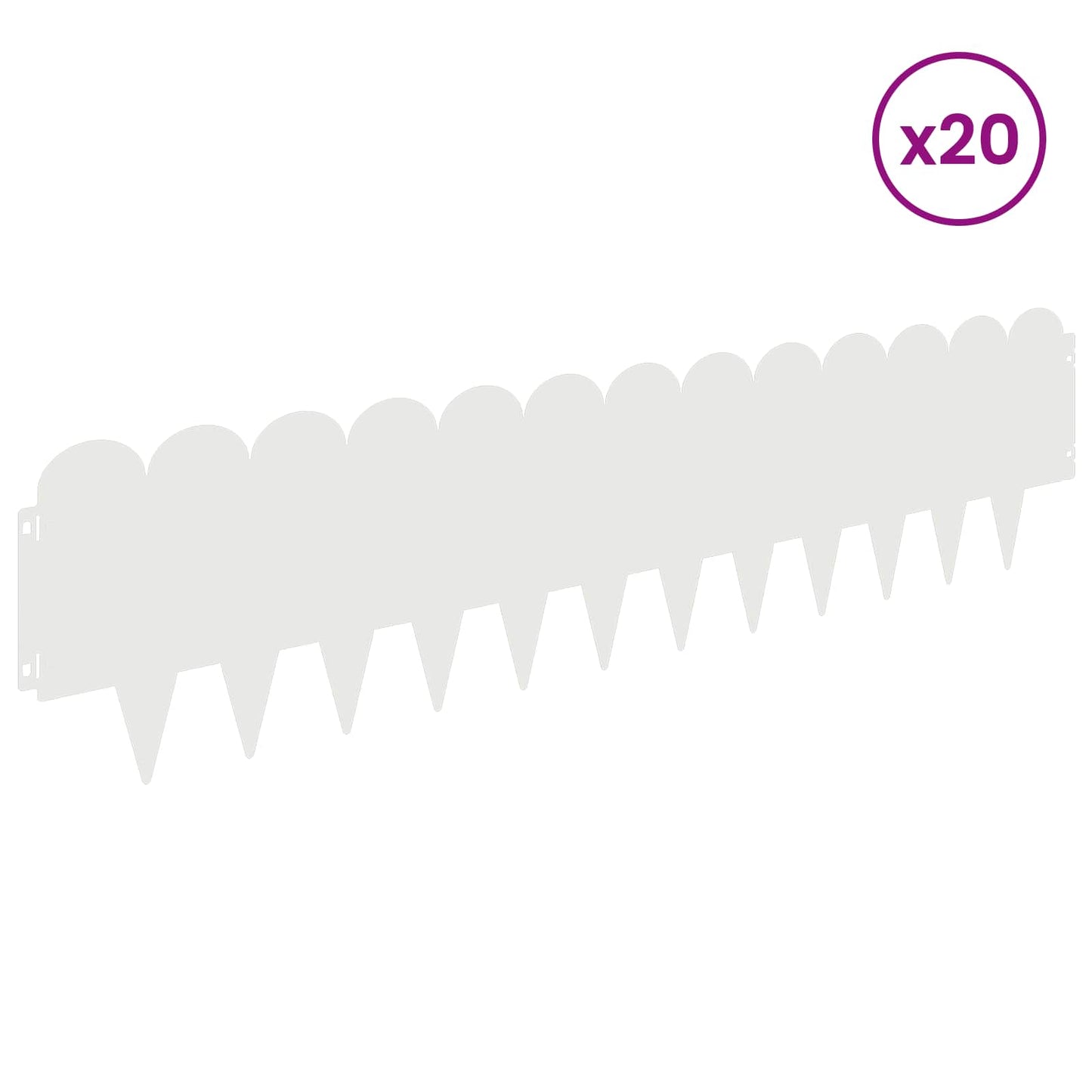 Lawn Edging 20 pcs 103 x 25 cm Steel White