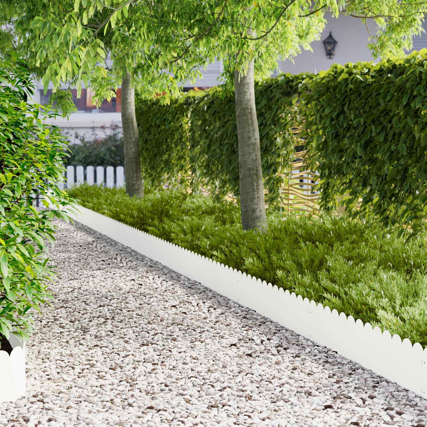 Lawn Edging 30 pcs 103 x 25 cm Steel White