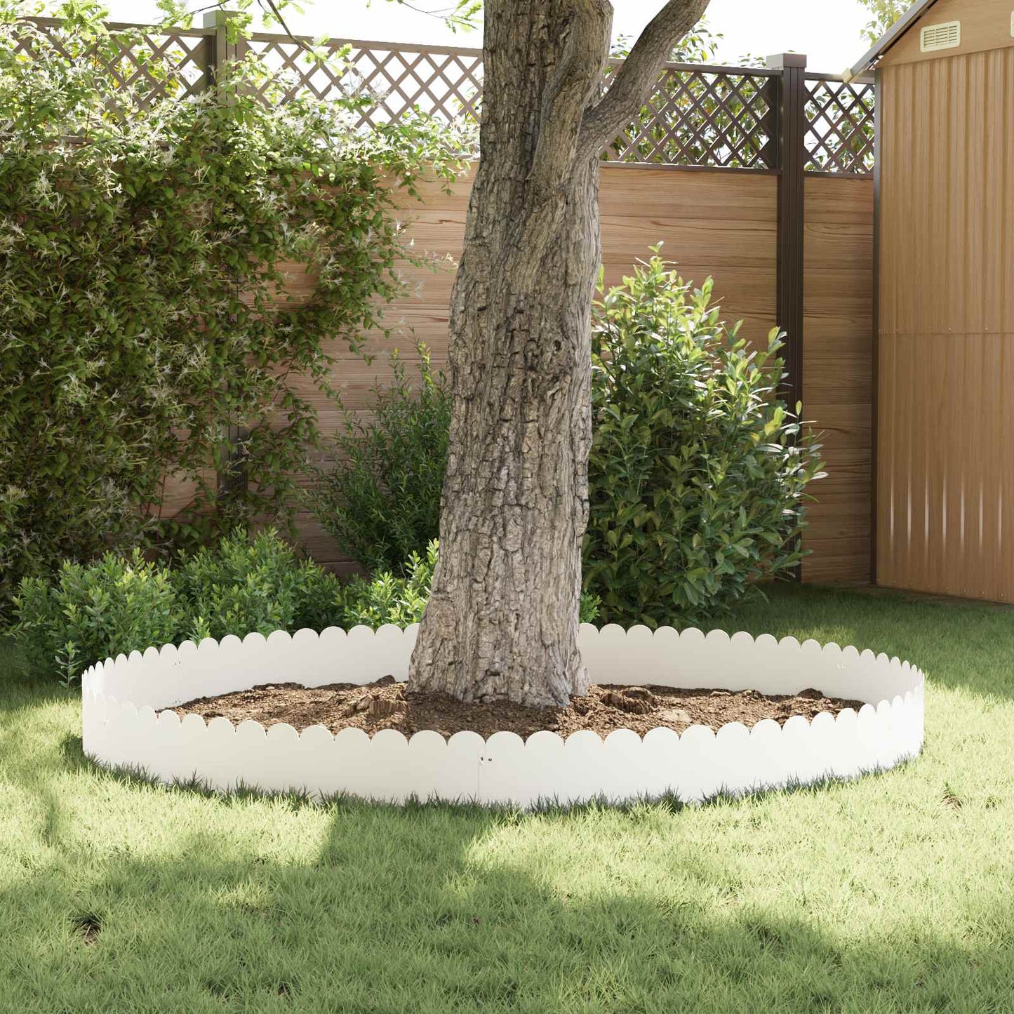 Lawn Edging 30 pcs 103 x 25 cm Steel White