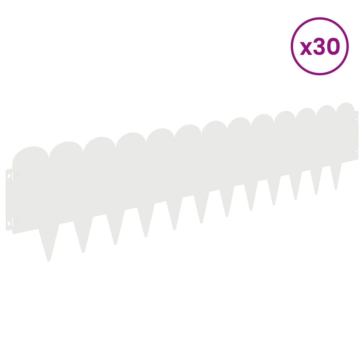 Lawn Edging 30 pcs 103 x 25 cm Steel White
