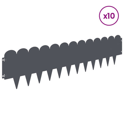 Lawn Edging 10 pcs 103 x 25 cm Steel Anthracite