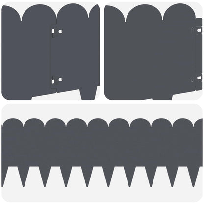 Lawn Edging 20 pcs 103 x 25 cm Steel Anthracite