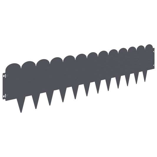 Lawn Edging 30 pcs 103 x 25 cm Steel Anthracite
